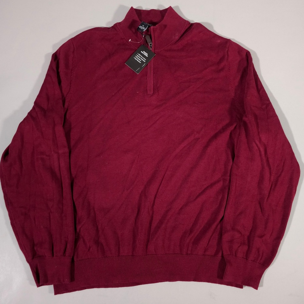 Jos. A. Bank Quarter Zip Sweater Mens XXL Burgundy Traveler Pima Cotton Red
